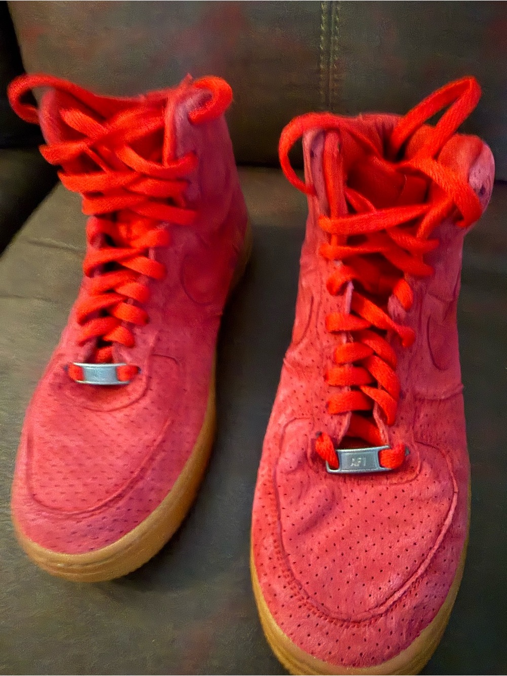 Nike Air Force 1 Hi Suede 'University Red' Sneakers 749266-601 Women’s Size 8
